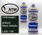 Preview: Volkswagen, Brilliant Black Metallic, LA9V / R8: 400ml Sprühdose + 400ml Klarlack - Set, von ATW Autoteile West.